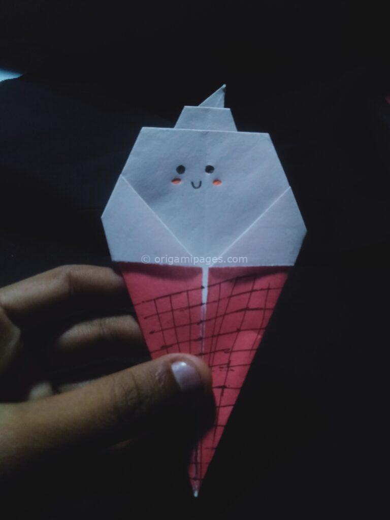 origami ice cream cone step: 11 / final step