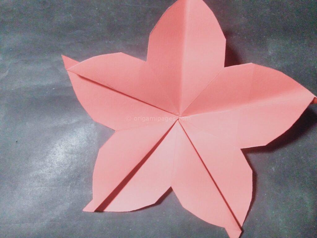 Origami cherry blossom step: 12