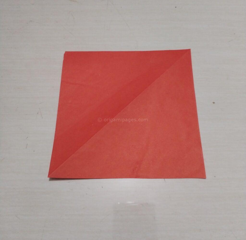 origami crane step 1 paper fold