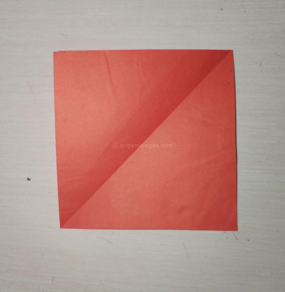 origami crane step 2-2 paper fold
